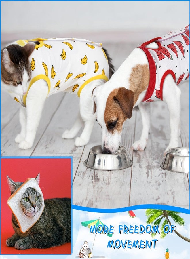 Kacctyen 6 Set Cat Recovery Suit After Surgery Female and Male Cat Kitten Surgery Suit E Collar Alternative Pajama Kitty Clothes for Spay Abdominal Skin Anti Licking(Fruit,Medium) - Image 4